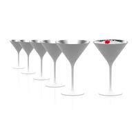 Stölzle Lausitz Verres à Cocktail Blanc/Argent Lot de 6, 240 ml - Verres à Cocktail Élégants Idéaux pour Martini & Manhattan - Verres à Martini en Cristal Sans Plomb - Résistants au Lave-Vaisselle