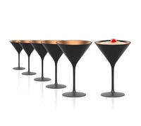Stölzle Lausitz Verres à Cocktail Elements Noir/Bronze Lot de 6 - 240 ml Verres à Martini en Cristal Élégants et Durables - Résistants au Lave-Vaisselle & aux Chocs - Qualité Allemande