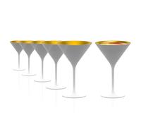 Stölzle Lausitz Verres à Cocktail Elements Or/Blanc Set de 6, 240 ml - Verres Élégants Idéaux pour Martini & Manhattan - Verres Martini en Cristal - Lavables au Lave-Vaisselle & Résistants aux Chocs