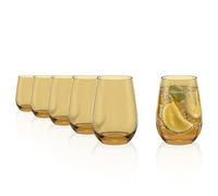 Stölzle Lausitz Verres à Eau Elements Ambre Lot de 6 - 465 ml Verres à Cocktail & Jus en Verre Cristal Sans Plomb - Résistants au Choc et au Lave-Vaisselle - Design Moderne et Élégant