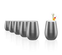 Stölzle Lausitz Verres à Eau Elements Argent Métallisé Set de 6 - Gobelets Cristal 465 ml pour Eau Jus Cocktails - Verres Élégants et Solides - Résistants au Lave-Vaisselle - Fabriqués en Allemagne