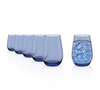 Stölzle Lausitz Verres à Eau Elements Bleu Gris Lot de 6 - 465ml Verres en Cristal pour Eau Jus et Cocktails - Résistants aux Chocs et Lavables au Lave-vaisselle - Élégants et Polyvalents au Quotidien