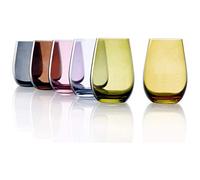 Stölzle Lausitz Verres à Eau Elements Mix Méditerranéen - Set de 6 Gobelets 465ml Colorés - Verres en Cristal Sans Plomb pour Eau, Jus, Cocktails - Résistants aux Chocs et Lavables au Lave-Vaisselle