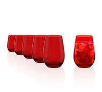 Stölzle Lausitz Verres à Eau Elements Rouge Lot de 6 - 465 ml Verres en Cristal sans Plomb pour Eau Jus et Cocktails - Verres Résistants aux Chocs et Lave-Vaisselle - Fabrication Allemande de Qualité