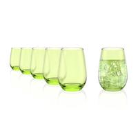 Stölzle Lausitz Verres à Eau Elements Vert Lot de 6 - 465 ml Verres Longdrink en Cristal Sans Plomb - Pour Eau Jus et Cocktails - Résistants aux Chocs et Lavables au Lave-Vaisselle - Made in Germany