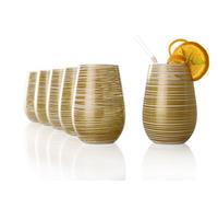 Stölzle Lausitz Verres TWISTER Blanc-Or 6x 465ml - Verres à eau cocktail et jus en cristal sans plomb - Verres élégants résistants au choc et au lave-vaisselle - Design allemand moderne et raffiné