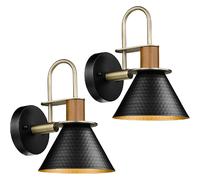 Stoex Appliques murales bois métal - Noir