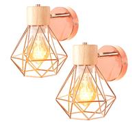 Stoex Appliques murales rétro bois - Rose poudre