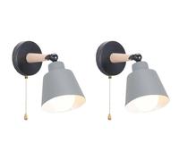 Stoex Lot de 2 appliques murales métal bois - Gris