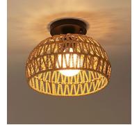 STOEX Luminaire Suspension Vintage Rétro Rustique Lampe Tressé avec Corde en Papier Plafonnier Abat-jour E27 pour Couloir Salon