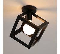 STOEX Plafonnier Industrielle Retro en Métal Cage Fer Noir, Suspension luminaire pour Salon Chambre Café Bar Restaurent Salle à Manger (E)