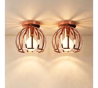 STOEX Plafonnier Rond de Rétro-Moderne, Abat-Jour en Métal, F20 cm, Or Rose, E27, 2PCS