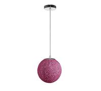 STOEX Rétro Suspension Luminaire en Rotin Globe Rond, Lustre Abat-jour DIY Lampe Plafond E27 pour Salon Restaurant Centre commercial Bar (Pourpre, 20cm)