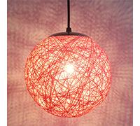 STOEX Rétro Suspension Luminaire en Rotin Globe Rond, Lustre Abat-jour DIY Lampe Plafond E27 pour Salon Restaurant Centre commercial Bar (Rose, 15cm)
