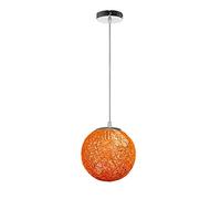 STOEX Rétro Suspension Luminaire en Rotin Globe Rond, Lustre Abat-jour DIY Lampe Plafond E27 pour Salon Restaurant Centre commercial Bar (Orange, 20cm)