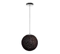 STOEX Rétro Suspension Luminaire en Rotin Globe Rond, Lustre Abat-jour DIY Lampe Plafond E27 pour Salon Restaurant Centre commercial Bar (Noir, 20cm)