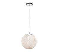 STOEX Rétro Suspension Luminaire en Rotin Globe Rond, Lustre Abat-jour DIY Lampe Plafond E27 pour Salon Restaurant Centre commercial Bar (Blanc, 20cm)