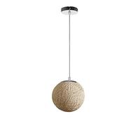 STOEX Rétro Suspension Luminaire en Rotin Globe Rond, Lustre Abat-jour DIY Lampe Plafond E27 pour Salon Restaurant Centre commercial Bar (Beige, 20cm)