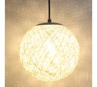 Stoex Suspension rotin globe rond - Blanc