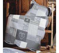 Lovely Casa - Couvre-lit boutis Arkansas - Polyester gris 220 x 240 cm avec 2 taies