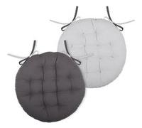 Stof - Coussin de chaise en coton Gris Perle rond et réversible 38 cm GRIS G