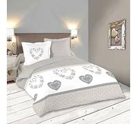 Stof Lovely CASA Manoir Housse de Couette 260 x 240 cm avec 2 Taies d'oreiller 63 x 63 cm, Coton, Gris