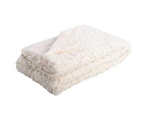 Stof - Plaid - Taille 160x130 cm - 100% Coton - Couleur Blanc - Modèle Mouton - pour Canapé ou Chambre - Idéal Toutes pièces