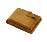 Stof - Plaid - Taille 180x220 cm - 100% Polyester - Couleur Camel - Modèle Stanford - Couverture - Doux Chaud Confortable Polaire, uni