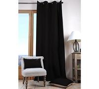 Stof - Rideau à oeillet - 135 x 240 cm - Noir - 100% Coton - Tamisant - Idéal Chambre ou Salon