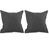 STOF - T14820010 Alicia Taie avec Volant - 100% Coton 57 Fils - certifiée Oekotex - Doux, Confortable - Anthracite 65 x 65 cm - Mixte (Lot de 2)