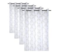 Stof - Voile - 140x260cm - Modèle Maldives - Argent - R6B095002VL - Motif Exotique - Idéal Toute pièce (Lot de 4)