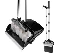 Stoffer et balai - Kit de nettoyage - Travaux ménagers - Avec dents de peigne - Réglable - Acier inoxydable