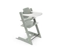 Stokke Chaise Haute Tripp Trapp® + Baby Set² + Plateau - Vert Glacier | Solution 2-en-1 dès 6 mois. Inclut la chaise en bois, le Baby Set² pour être bien assis en sécurité, et le plateau.