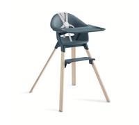 Stokke Clikk™ Chaise Haute Bébé facile à utiliser, Bleu Fjord | Chaise haute compacte, facile à nettoyer et transporter, montage 1 min sans outil. Plateau/harnais inclus. De 6 mois à 3 ans.