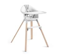 Stokke Clikk Chaise haute en bambou avec plateau + harnais, légère et facile à transporter, montage sans outils, idéale pour 6-36 mois ou jusqu'à 15 kg, blanc