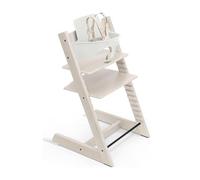 Stokke Tripp Trapp Chaise haute 2 Blanc blanchi avec chaise + ensemble bébé avec harnais amovible pour enfants de 6 à 36 mois Réglable ergonomique et facile à nettoyer