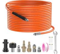 Stone Banks 15M Tuyau Déboucheur Canalisation pour Nettoyeur Haute Pression Kärcher, Kit Déboucheur avec Buses à Jet et Rotative pour Karcher Série K2 K3 K4 K5 K6 K7, Bosch AQT, Lavor