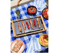 CREATE/STONE FLAT BAMBOO/Plancha électrique/Plancha double, plancha et grill, thermostat réglable, sans BPA, bambou naturel, 1800W