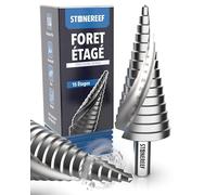 STONE REEF Foret étagé métal HSS 4-32 mm | Un foret conique à étages de 4 à 32 mm pour percer les tôles métalliques.