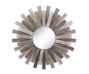 Stonebriar Grand Miroir Mural Rond en Bois à Suspendre avec Support de Suspension 79,5 cm