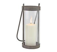 Stonebriar Lanterne à Bougie cylindrique en Verre Industriel avec Cadre et poignée en métal zingué Rustique