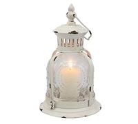Stonebriar Lanterne à Bougie en métal Blanc usé Vieilli, à Utiliser comme décoration pour Les fêtes d'anniversaire, Un Centre de Table de Mariage Rustique, ou créer Un décor Relaxant pour Une