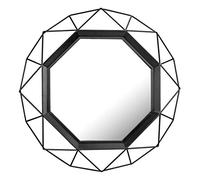 Stonebriar Miroir Mural décoratif Noir à Suspendre avec Cadre en Fil métallique géométrique de 71,9 cm avec Supports de Montage, décoration Moderne pour Salon, Chambre, Salle de Bain, Couloir et
