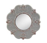 Stonebriar Miroir Mural Rond en céramique Gris Clair de 20,3 cm avec Boucle de Suspension attachée, décoration Vintage pour Salon, Chambre, Couloir et entrée