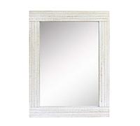 Stonebriar Miroir Mural Rustique rectangulaire à Suspendre avec Cadre en Bois Blanc usé pour Affichage Vertical ou Horizontal