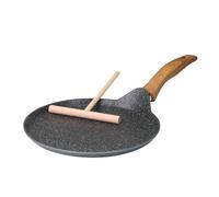 STONELINE Back to Nature Poêle à Crêpes 25 cm, avec Répartisseur de Pâte, adaptée à l'Induction, Poêle en Aluminium Die-Cast, Revêtement Antiadhésif avec de vraies particules de pierre, Aspect bois