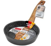 STONELINE Back to Nature Poêle à Frire 14 cm, Poêle à Omelette, Poêle à Revêtement Antiadhésif avec de vraies particules de pierre, adaptée à toutes les plaques de cuisson, Poignée en motif bois