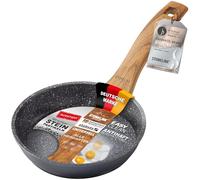STONELINE Back to Nature Poêle à Frire 16 cm, Poêle à Omelette, Poêle à Revêtement Antiadhésif avec de vraies particules de pierre, adaptée à toutes les plaques de cuisson, Poignée en motif bois