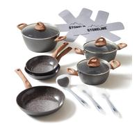 STONELINE® Back to Nature set de casseroles, 14 pcs., revêtement céramique, avec couvercles en verre