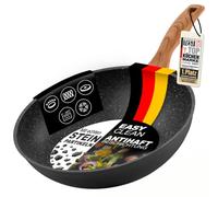 STONELINE Back to Nature, Wok 30 cm, Revêtement Antiadhésif avec de vraies Particules de Pierre, compatible à l'Induction et au Four, Gris, Fabriquée en Allemagne